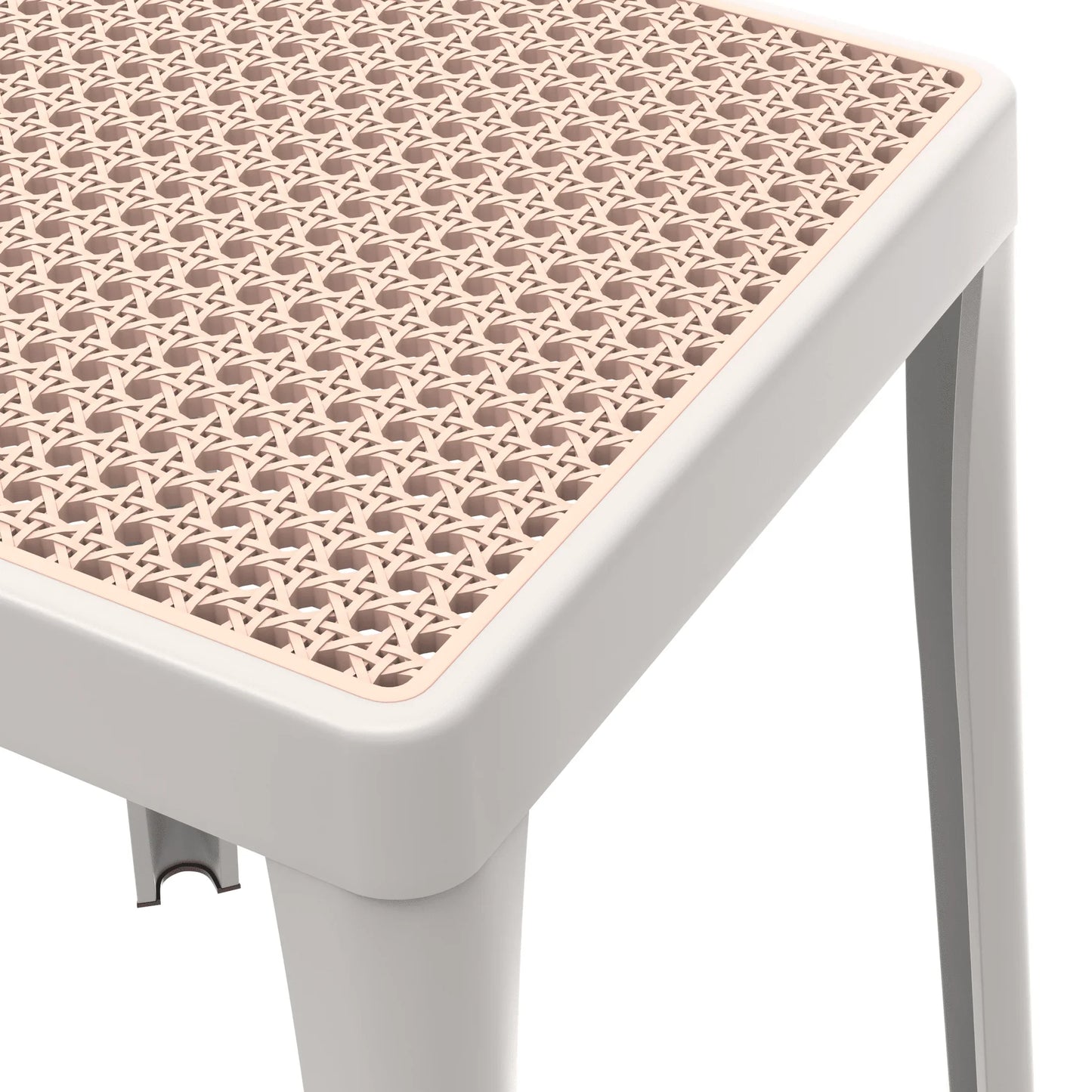 Tresse Mid-Century Modern Stackable Square Plastic Dining Stool with Wicker Top - Elax Furniture