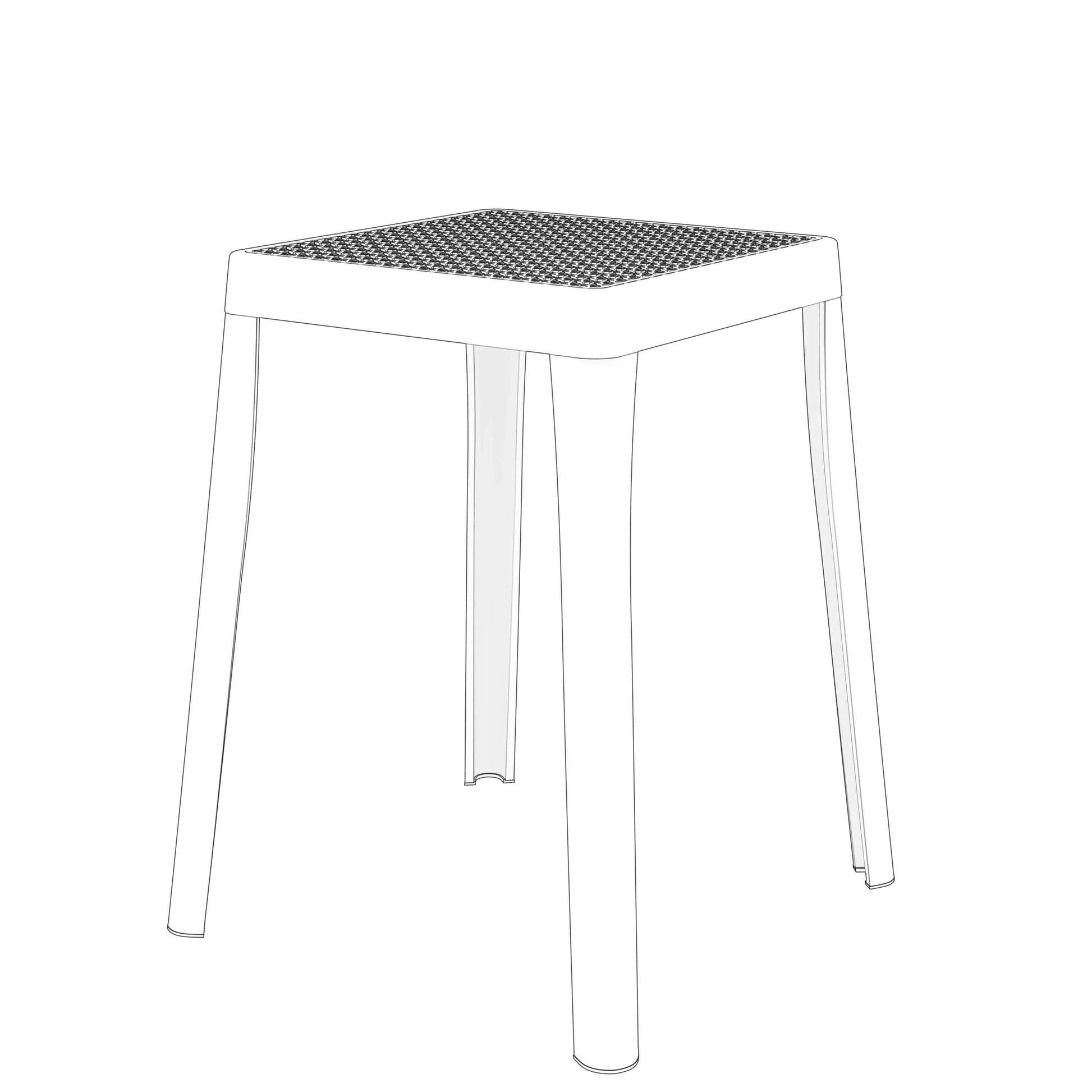 Tresse Mid-Century Modern Stackable Square Plastic Dining Stool with Wicker Top - Elax Furniture