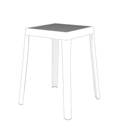 Tresse Mid-Century Modern Stackable Square Plastic Dining Stool with Wicker Top - Elax Furniture