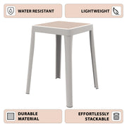 Tresse Mid-Century Modern Stackable Square Plastic Dining Stool with Wicker Top - Elax Furniture