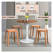 Tresse Mid-Century Modern Stackable Square Plastic Dining Stool with Wicker Top - Elax Furniture