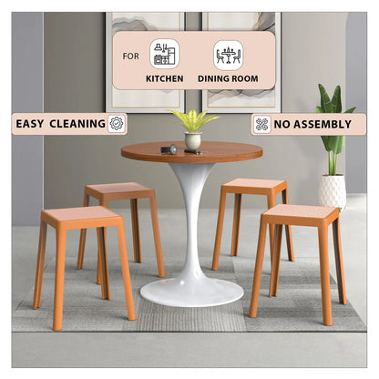 Tresse Mid-Century Modern Stackable Square Plastic Dining Stool with Wicker Top - Elax Furniture