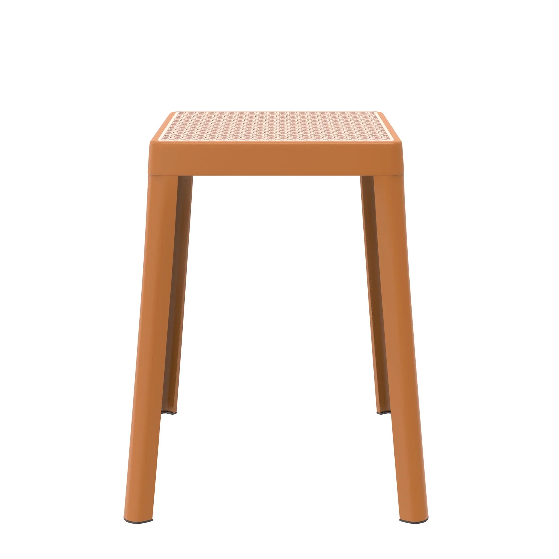 Tresse Mid-Century Modern Stackable Square Plastic Dining Stool with Wicker Top - Elax Furniture