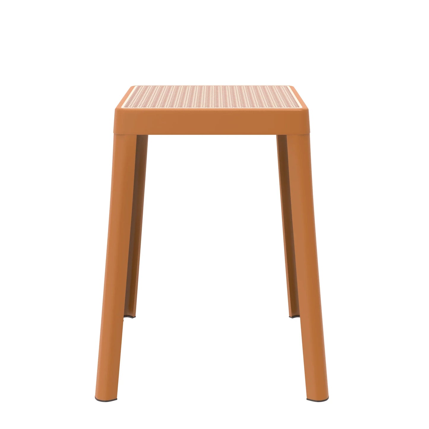 Tresse Mid-Century Modern Stackable Square Plastic Dining Stool with Wicker Top - Elax Furniture