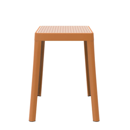 Tresse Mid-Century Modern Stackable Square Plastic Dining Stool with Wicker Top - Elax Furniture