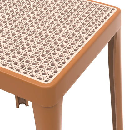 Tresse Mid-Century Modern Stackable Square Plastic Dining Stool with Wicker Top - Elax Furniture