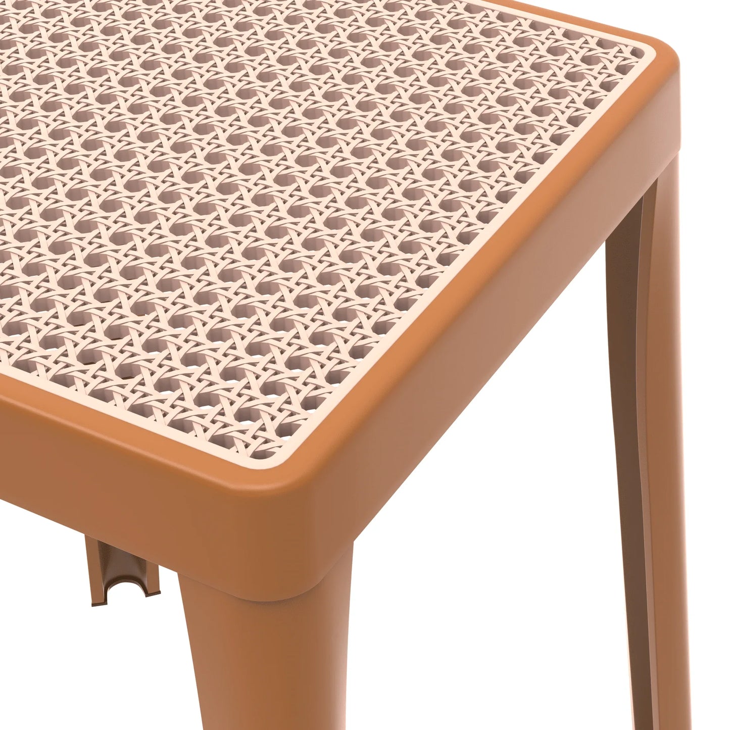 Tresse Mid-Century Modern Stackable Square Plastic Dining Stool with Wicker Top - Elax Furniture