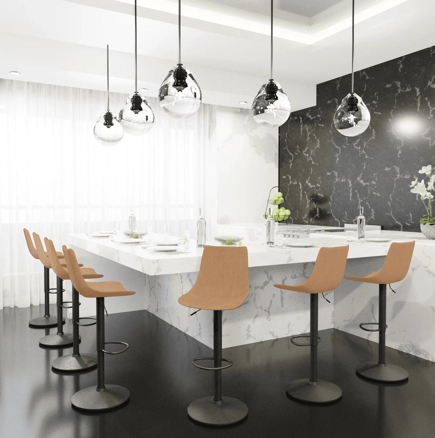 Tilbury Modern Adjustable Bar Stool with Footrest and 360-Degree Swivel - Elax Furniture