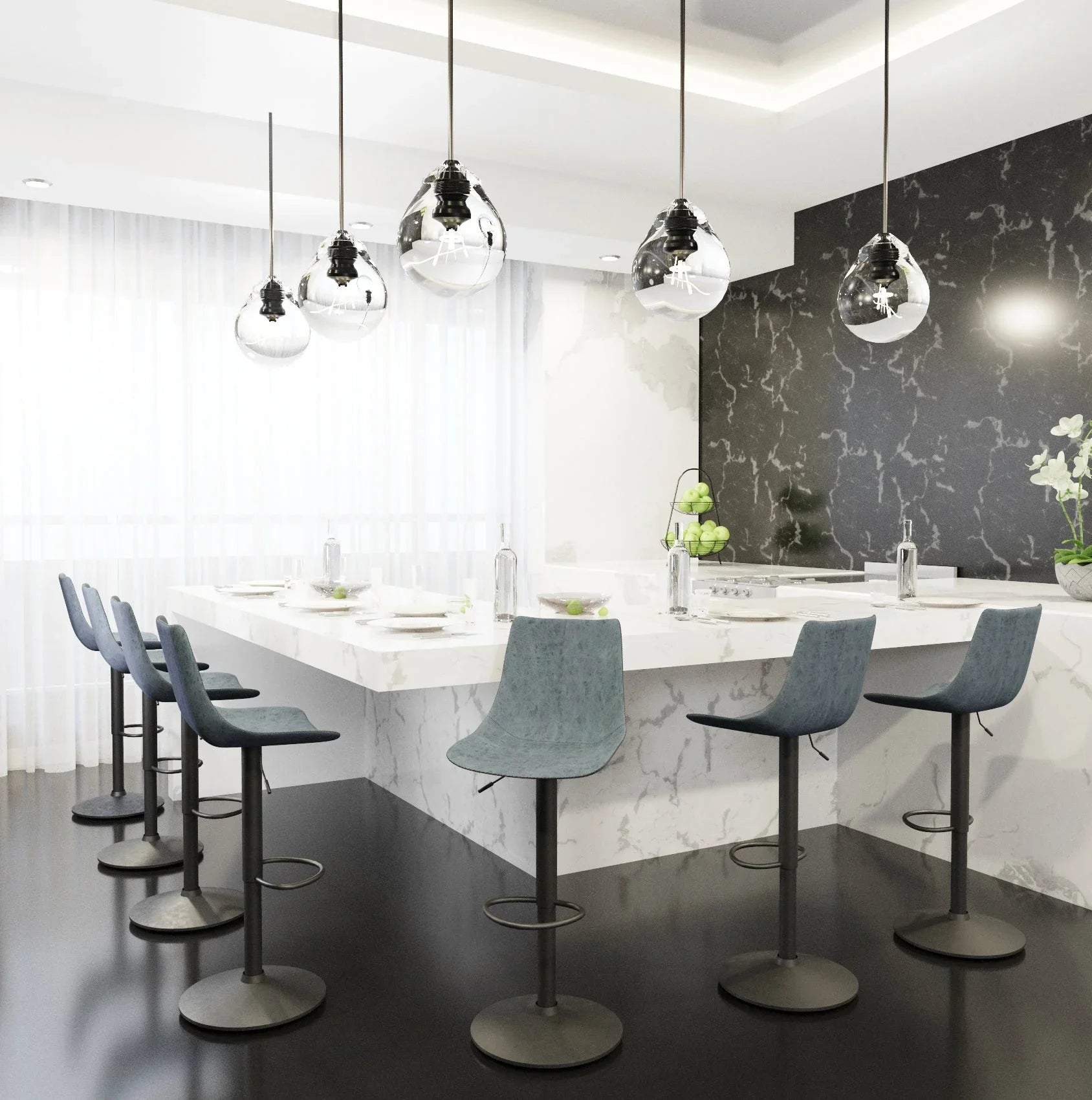 Tilbury Modern Adjustable Bar Stool with Footrest and 360-Degree Swivel - Elax Furniture