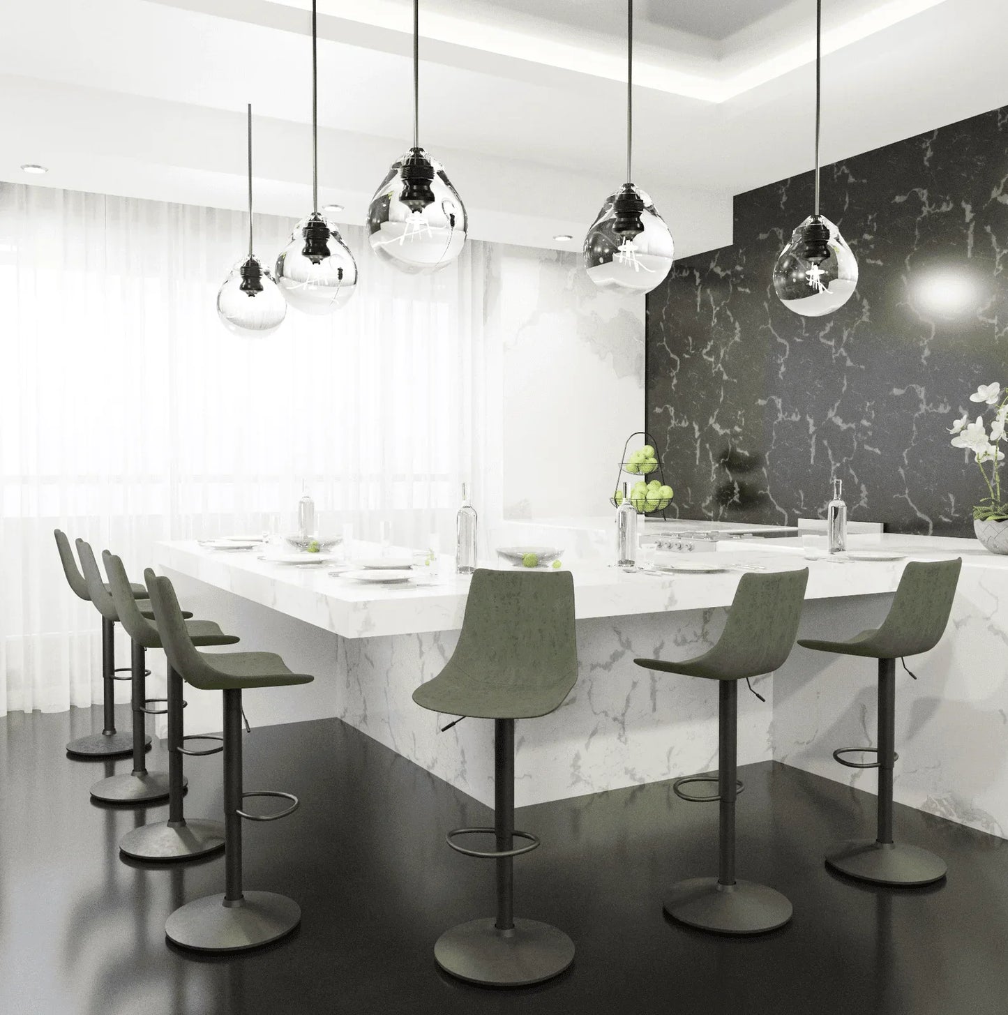 Tilbury Modern Adjustable Bar Stool with Footrest and 360-Degree Swivel - Elax Furniture