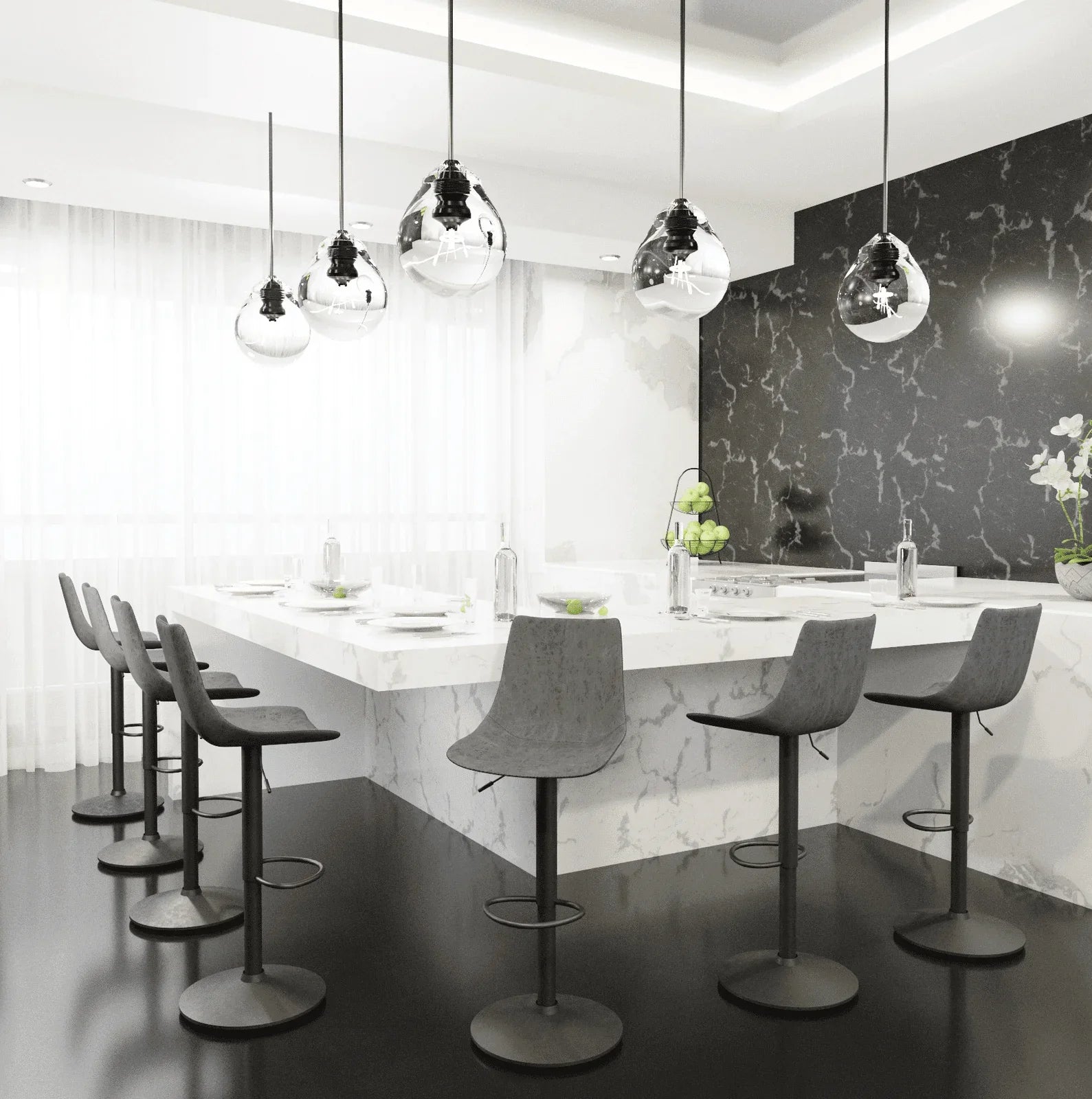 Tilbury Modern Adjustable Bar Stool with Footrest and 360-Degree Swivel - Elax Furniture