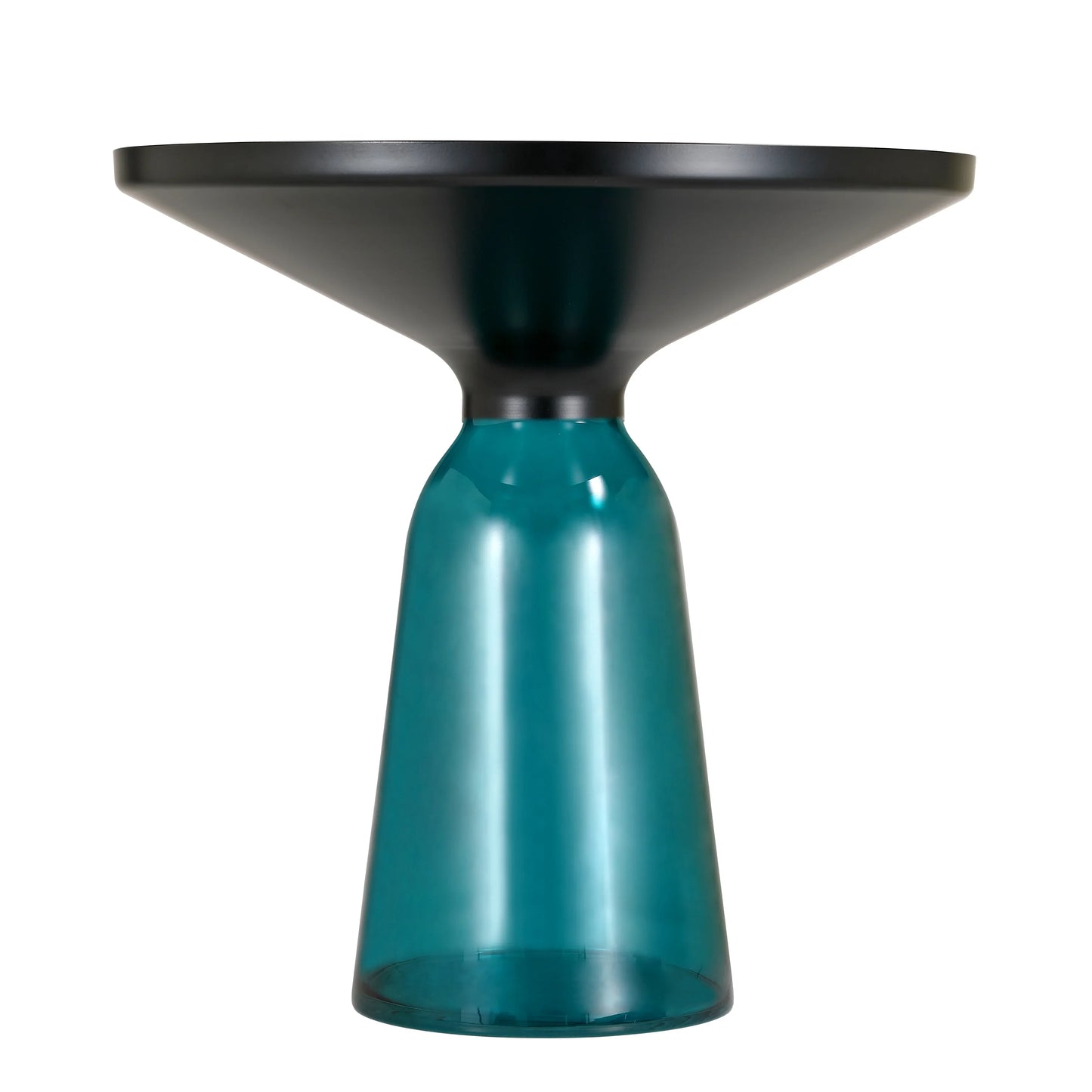 Tully 19-Inch Round Glass/Stone Side Table with Iron Rim Frame and Glass Base - Elax Furniture