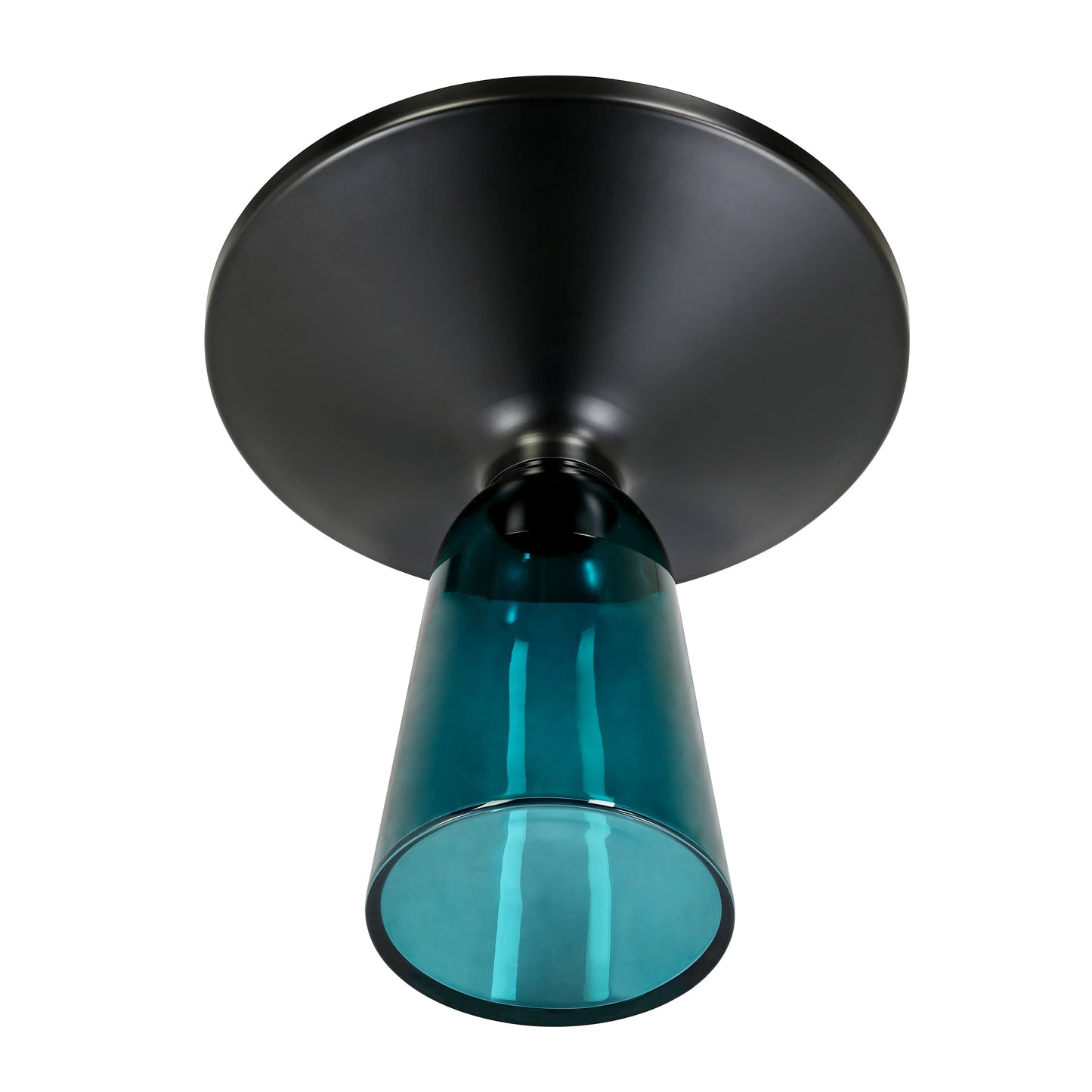 Tully 19-Inch Round Glass/Stone Side Table with Iron Rim Frame and Glass Base - Elax Furniture