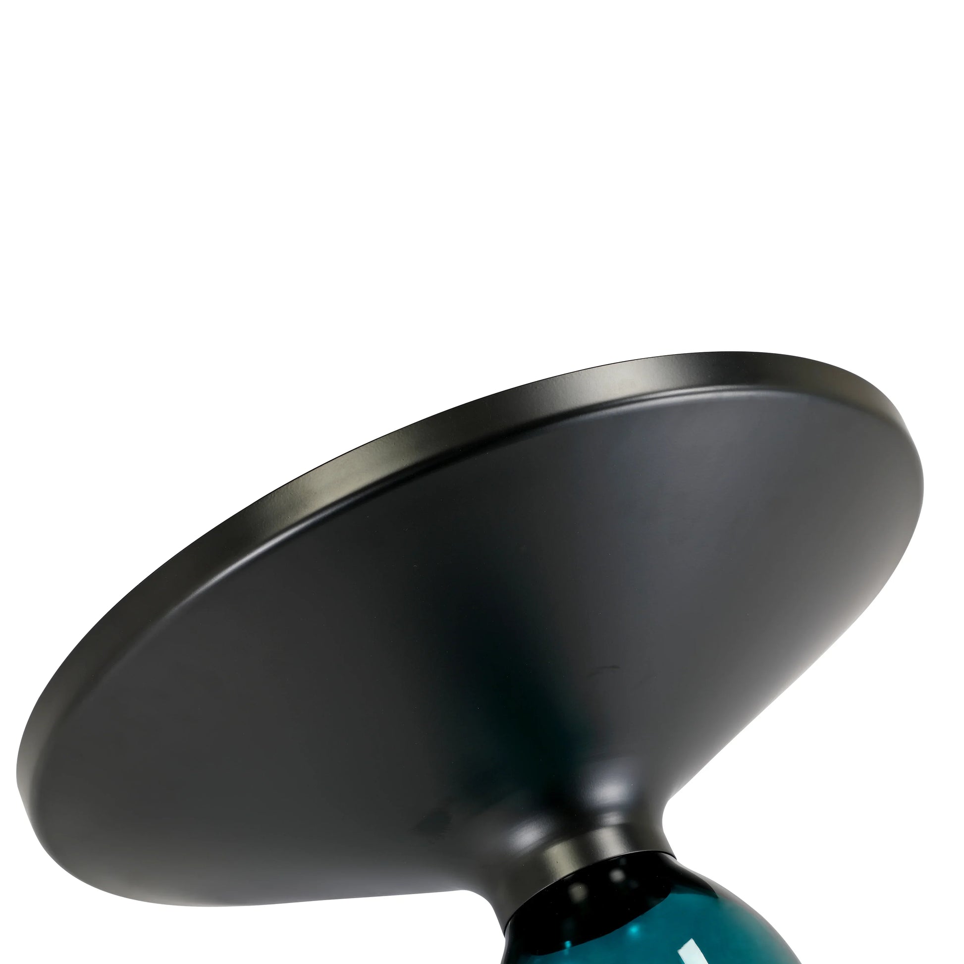 Tully 19-Inch Round Glass/Stone Side Table with Iron Rim Frame and Glass Base - Elax Furniture