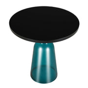 Tully 19-Inch Round Glass/Stone Side Table with Iron Rim Frame and Glass Base - Elax Furniture
