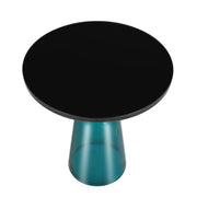 Tully 19-Inch Round Glass/Stone Side Table with Iron Rim Frame and Glass Base - Elax Furniture