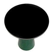 Tully 19-Inch Round Glass/Stone Side Table with Iron Rim Frame and Glass Base - Elax Furniture