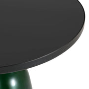 Tully 19-Inch Round Glass/Stone Side Table with Iron Rim Frame and Glass Base - Elax Furniture