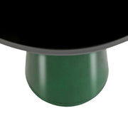 Tully 19-Inch Round Glass/Stone Side Table with Iron Rim Frame and Glass Base - Elax Furniture