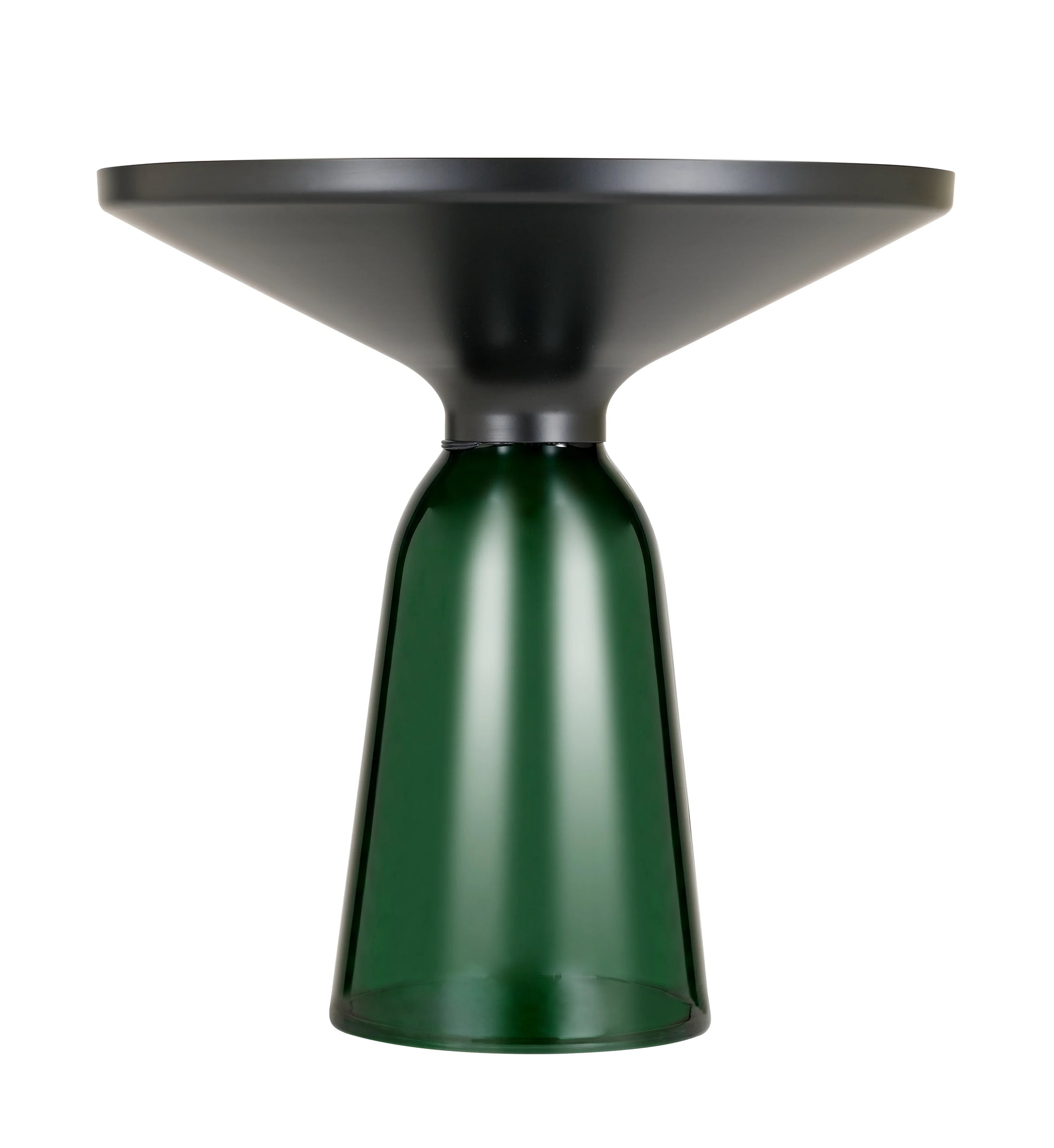 Tully 19-Inch Round Glass/Stone Side Table with Iron Rim Frame and Glass Base - Elax Furniture