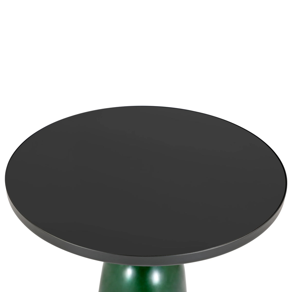 Tully 19-Inch Round Glass/Stone Side Table with Iron Rim Frame and Glass Base - Elax Furniture