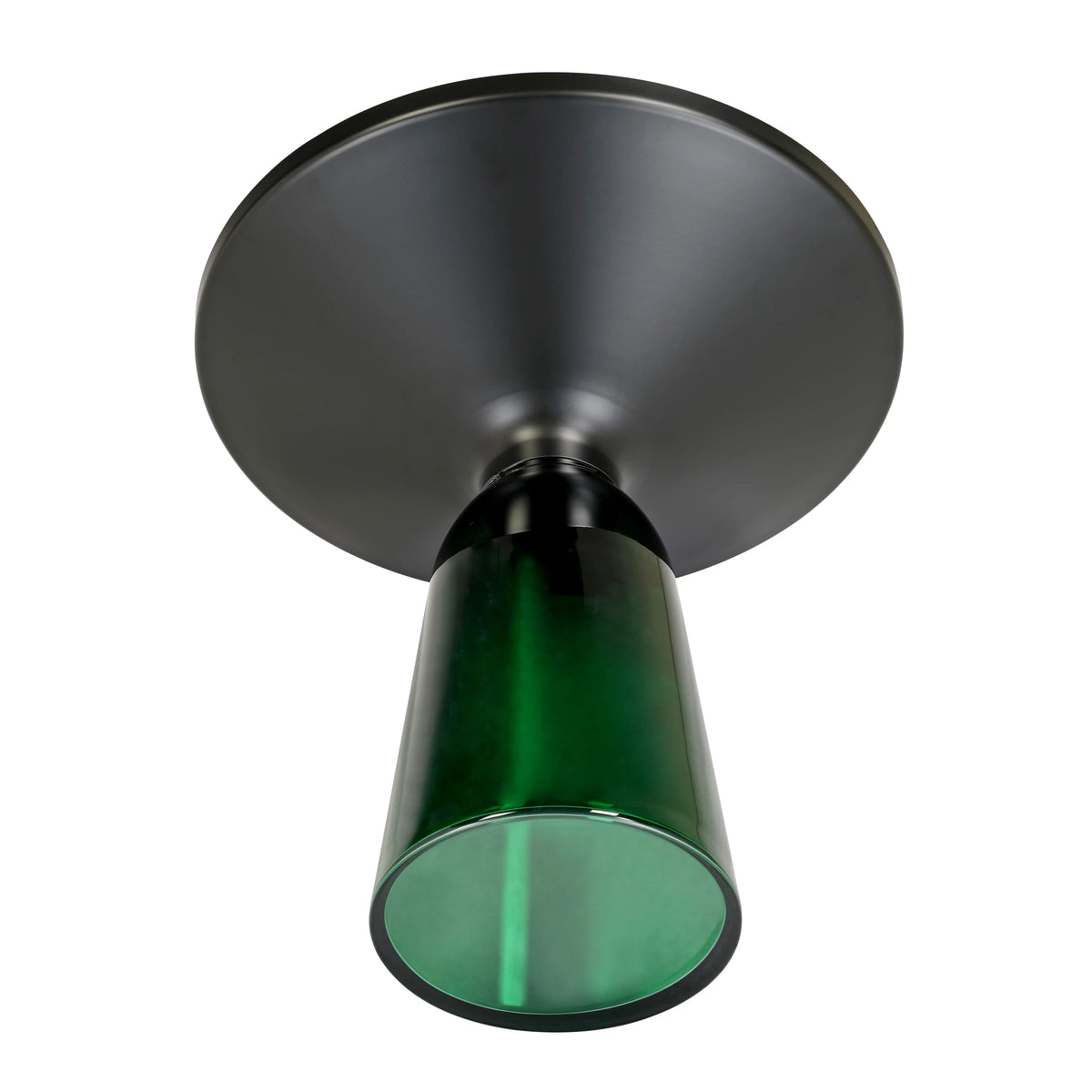 Tully 19-Inch Round Glass/Stone Side Table with Iron Rim Frame and Glass Base - Elax Furniture