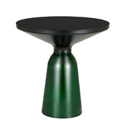 Tully 19-Inch Round Glass/Stone Side Table with Iron Rim Frame and Glass Base - Elax Furniture