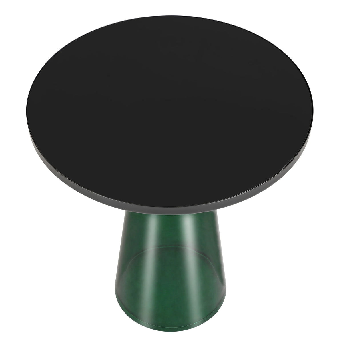 Tully 19-Inch Round Glass/Stone Side Table with Iron Rim Frame and Glass Base - Elax Furniture