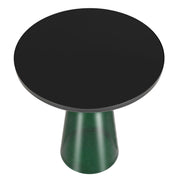 Tully 19-Inch Round Glass/Stone Side Table with Iron Rim Frame and Glass Base - Elax Furniture