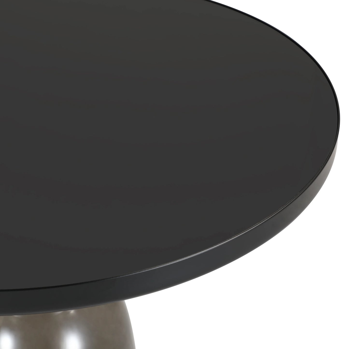 Tully 19-Inch Round Glass/Stone Side Table with Iron Rim Frame and Glass Base - Elax Furniture