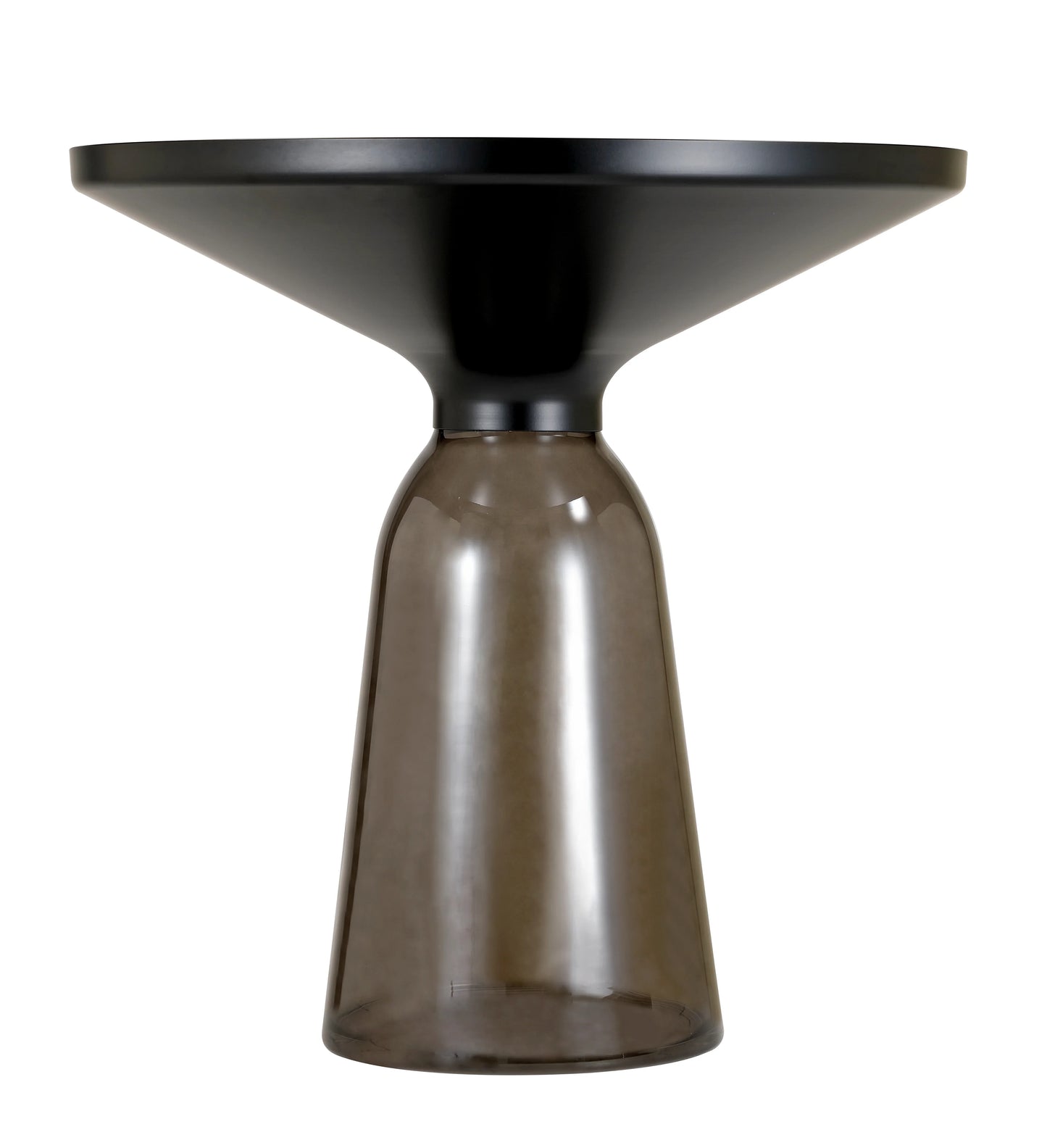 Tully 19-Inch Round Glass/Stone Side Table with Iron Rim Frame and Glass Base - Elax Furniture