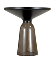 Tully 19-Inch Round Glass/Stone Side Table with Iron Rim Frame and Glass Base - Elax Furniture
