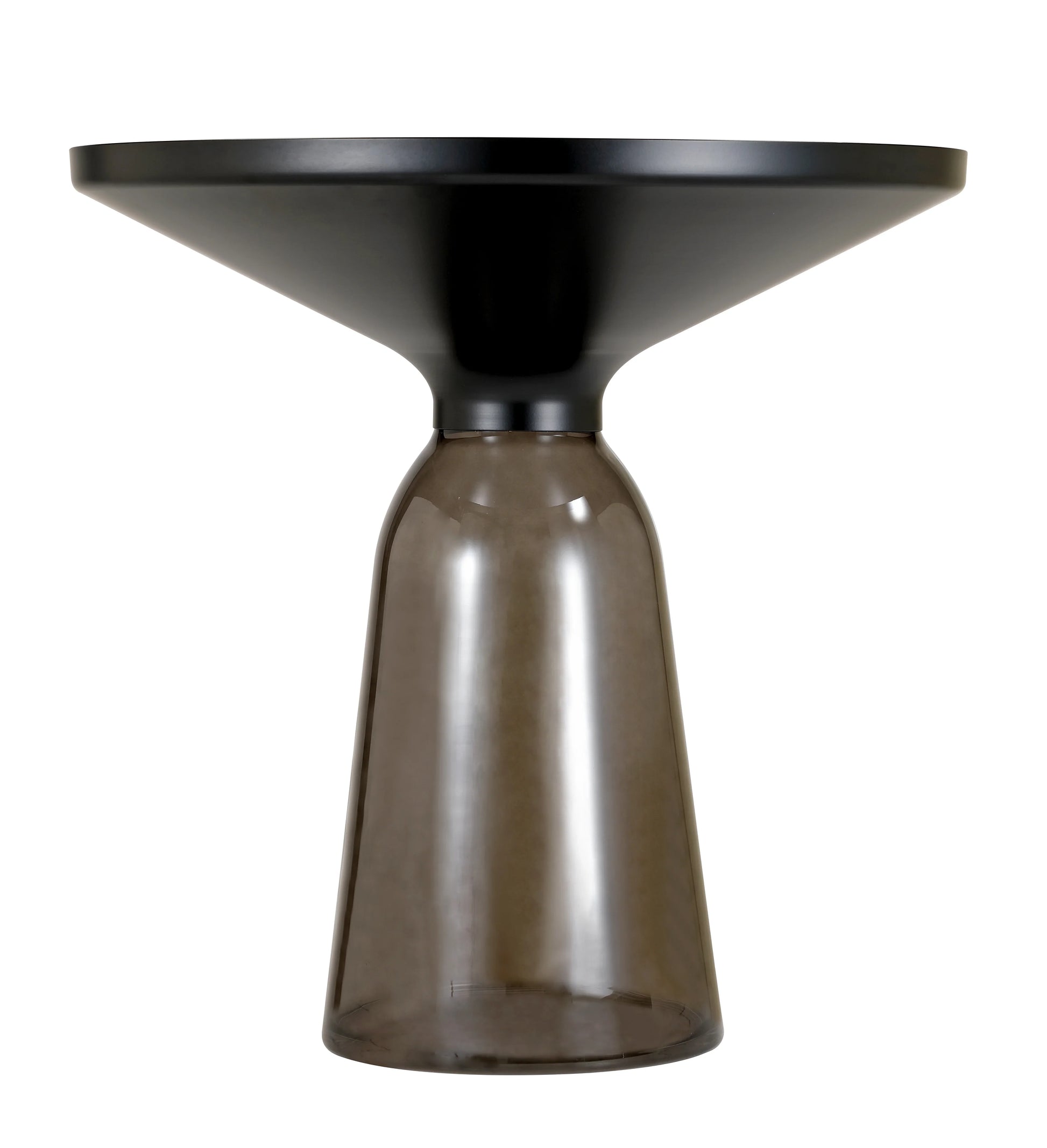 Tully 19-Inch Round Glass/Stone Side Table with Iron Rim Frame and Glass Base - Elax Furniture