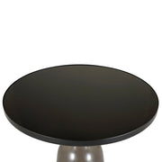 Tully 19-Inch Round Glass/Stone Side Table with Iron Rim Frame and Glass Base - Elax Furniture