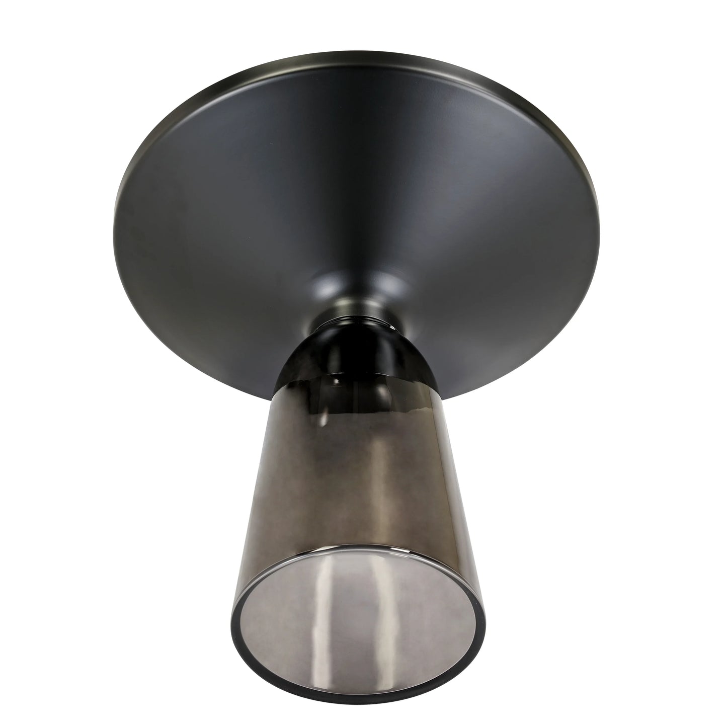 Tully 19-Inch Round Glass/Stone Side Table with Iron Rim Frame and Glass Base - Elax Furniture