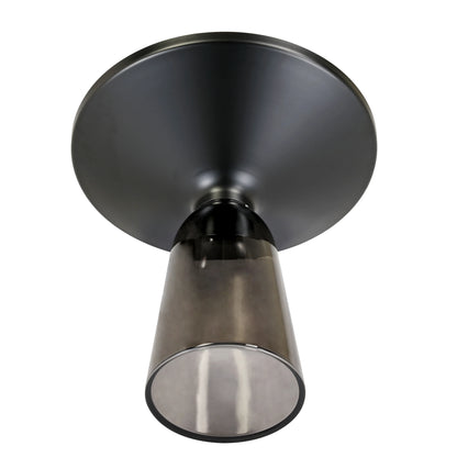 Tully 19-Inch Round Glass/Stone Side Table with Iron Rim Frame and Glass Base - Elax Furniture