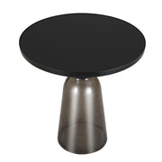Tully 19-Inch Round Glass/Stone Side Table with Iron Rim Frame and Glass Base - Elax Furniture