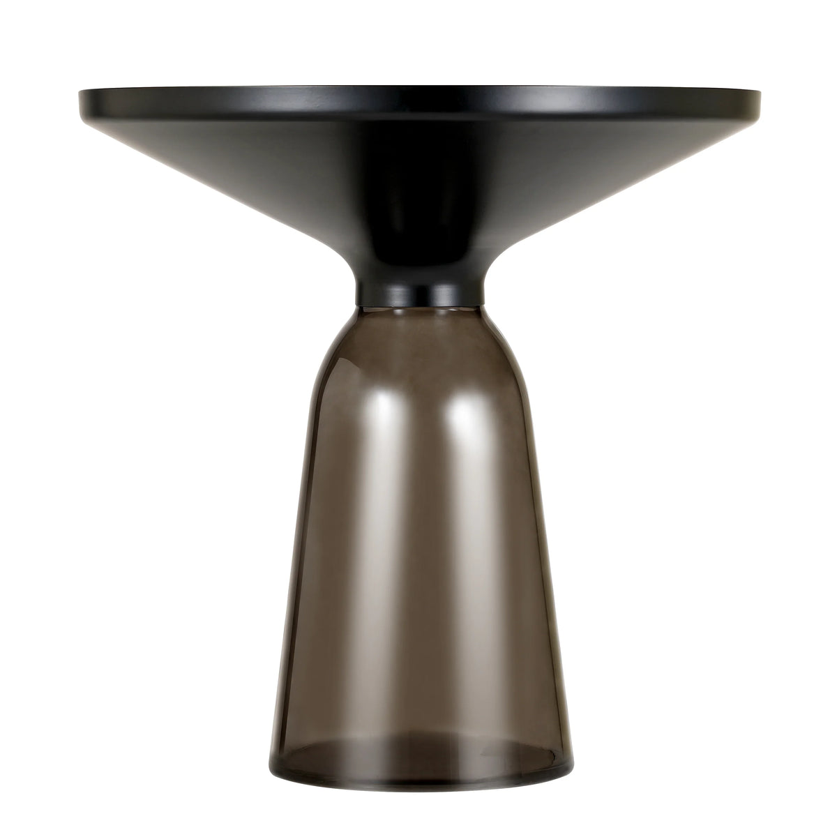 Tully 19-Inch Round Glass/Stone Side Table with Iron Rim Frame and Glass Base - Elax Furniture