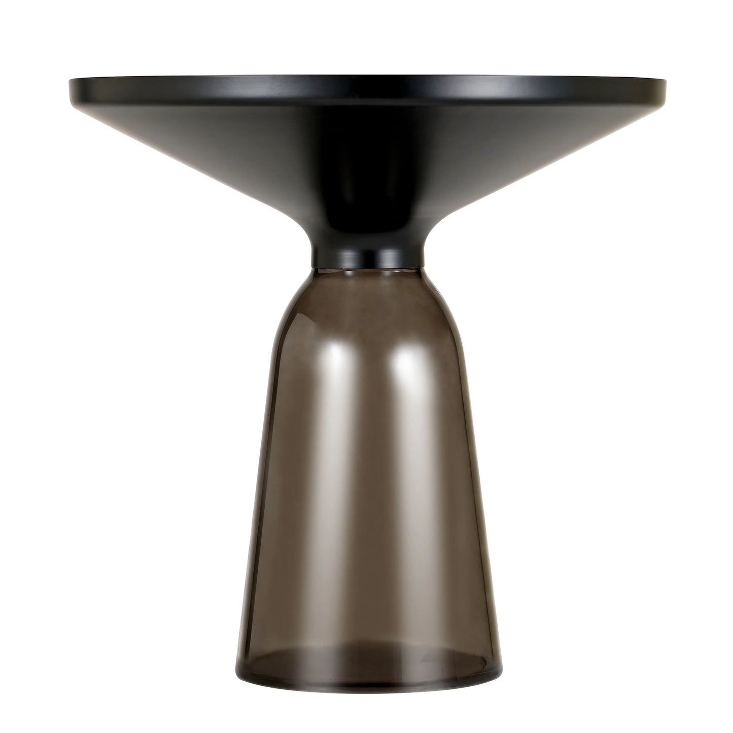 Tully 19-Inch Round Glass/Stone Side Table with Iron Rim Frame and Glass Base - Elax Furniture