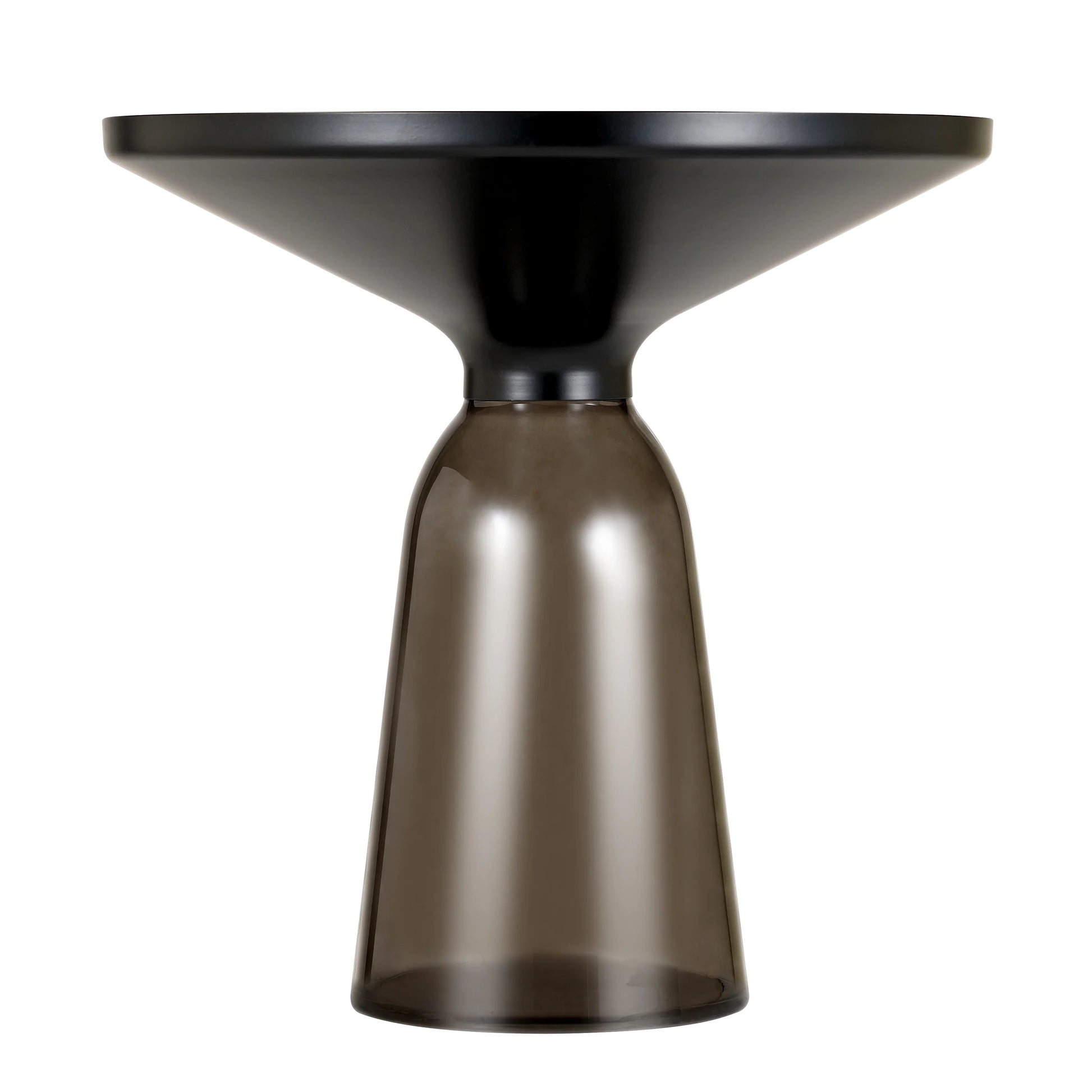 Tully 19-Inch Round Glass/Stone Side Table with Iron Rim Frame and Glass Base - Elax Furniture