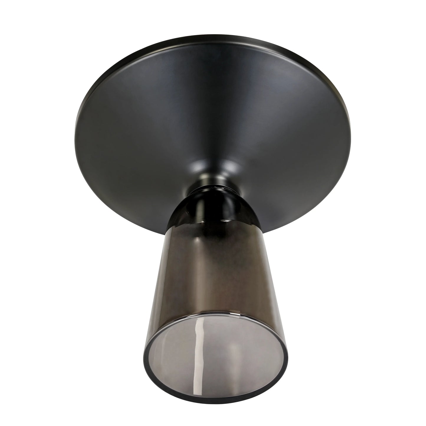 Tully 19-Inch Round Glass/Stone Side Table with Iron Rim Frame and Glass Base - Elax Furniture