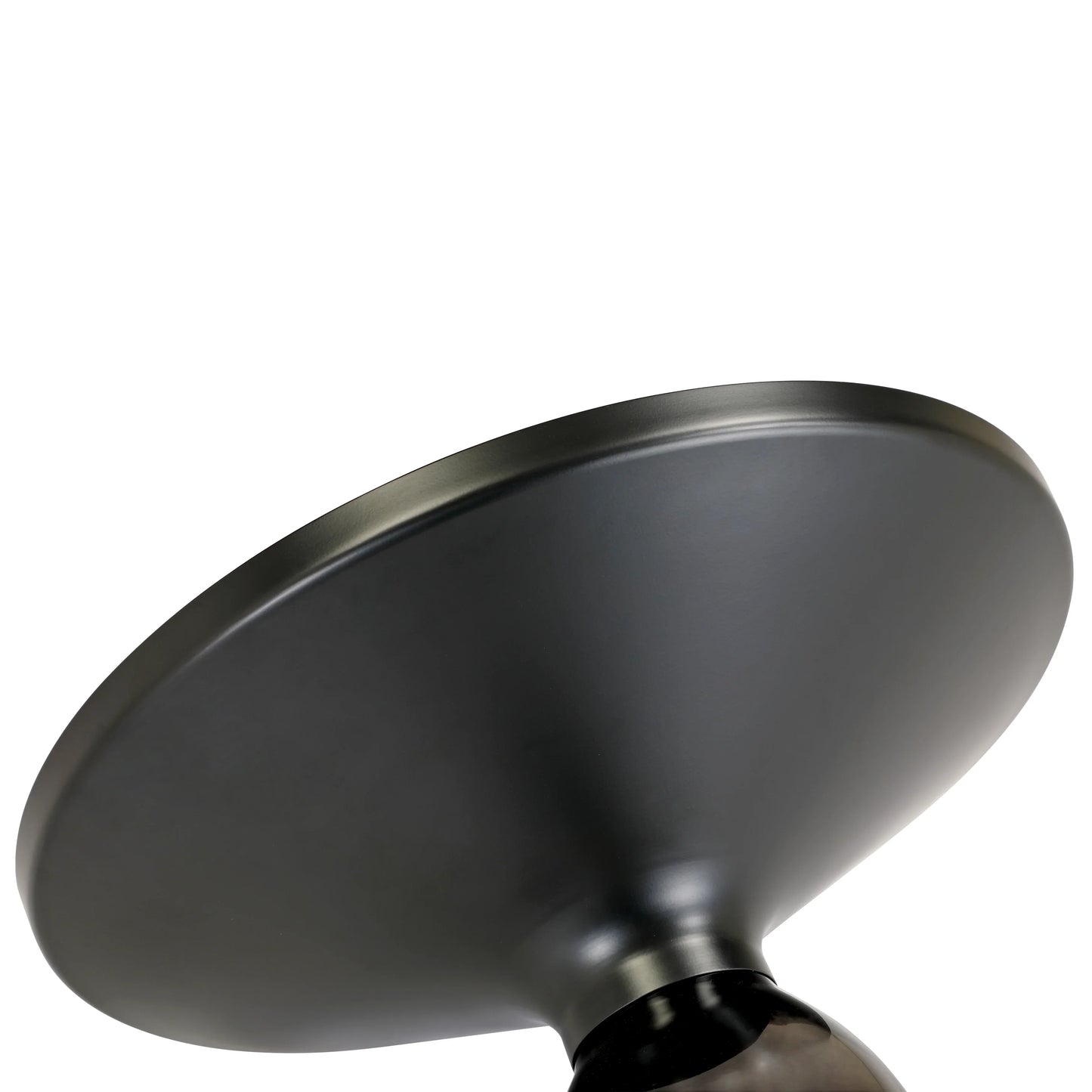 Tully 19-Inch Round Glass/Stone Side Table with Iron Rim Frame and Glass Base - Elax Furniture