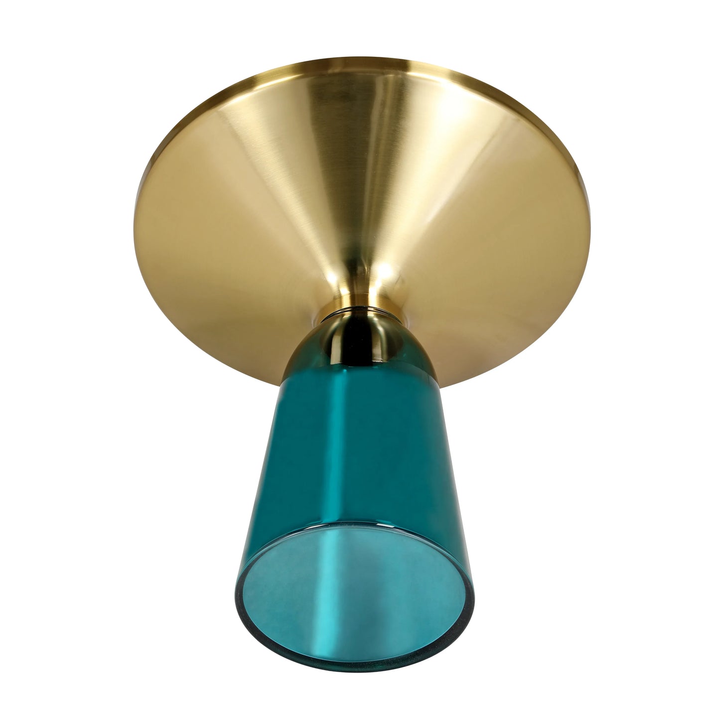 Tully 19-Inch Round Glass/Stone Side Table with Iron Rim Frame and Glass Base - Elax Furniture