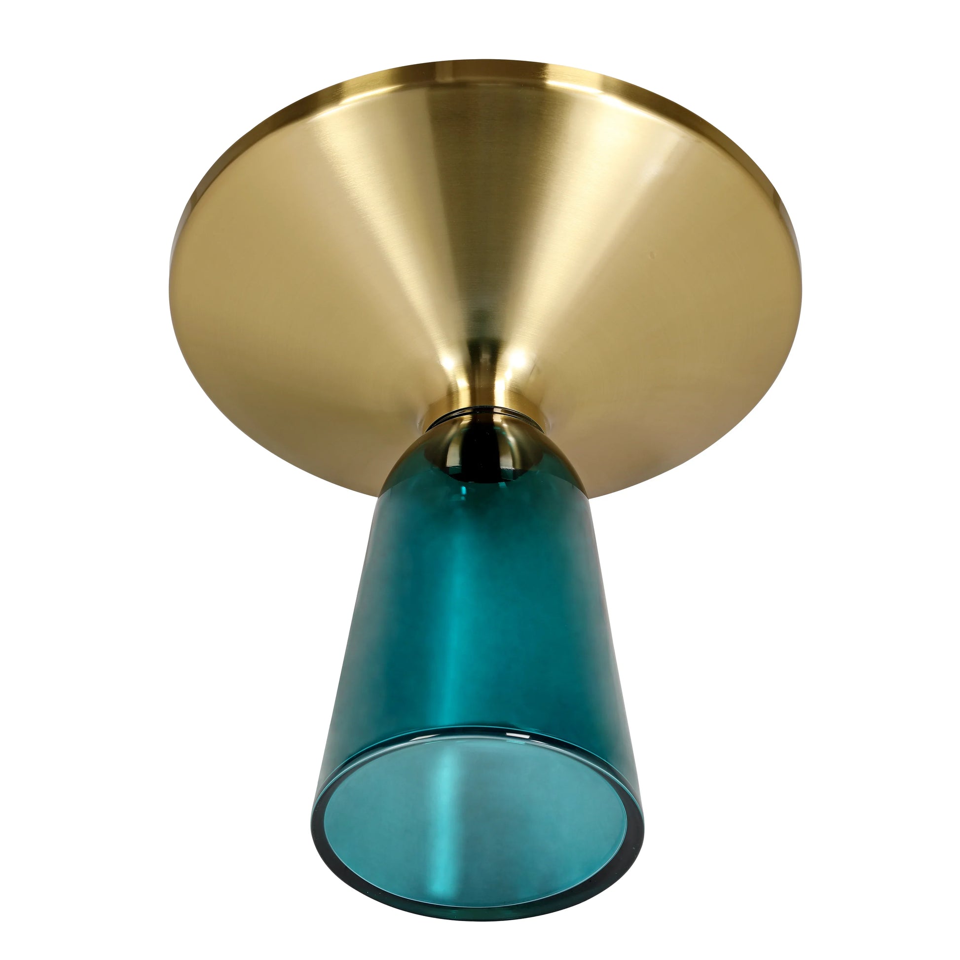 Tully 19-Inch Round Glass/Stone Side Table with Iron Rim Frame and Glass Base - Elax Furniture