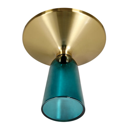 Tully 19-Inch Round Glass/Stone Side Table with Iron Rim Frame and Glass Base - Elax Furniture