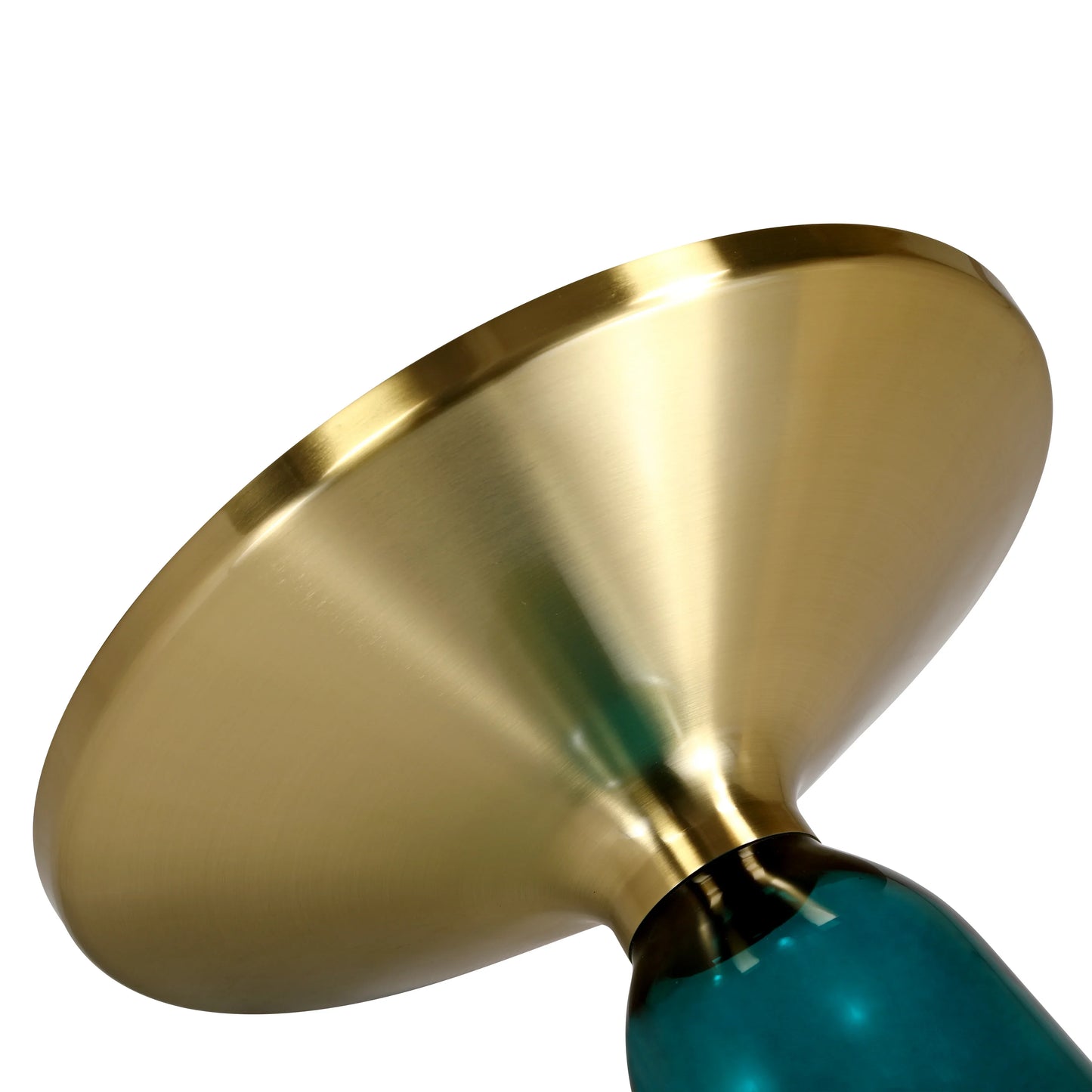 Tully 19-Inch Round Glass/Stone Side Table with Iron Rim Frame and Glass Base - Elax Furniture