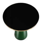 Tully 19-Inch Round Glass/Stone Side Table with Iron Rim Frame and Glass Base - Elax Furniture