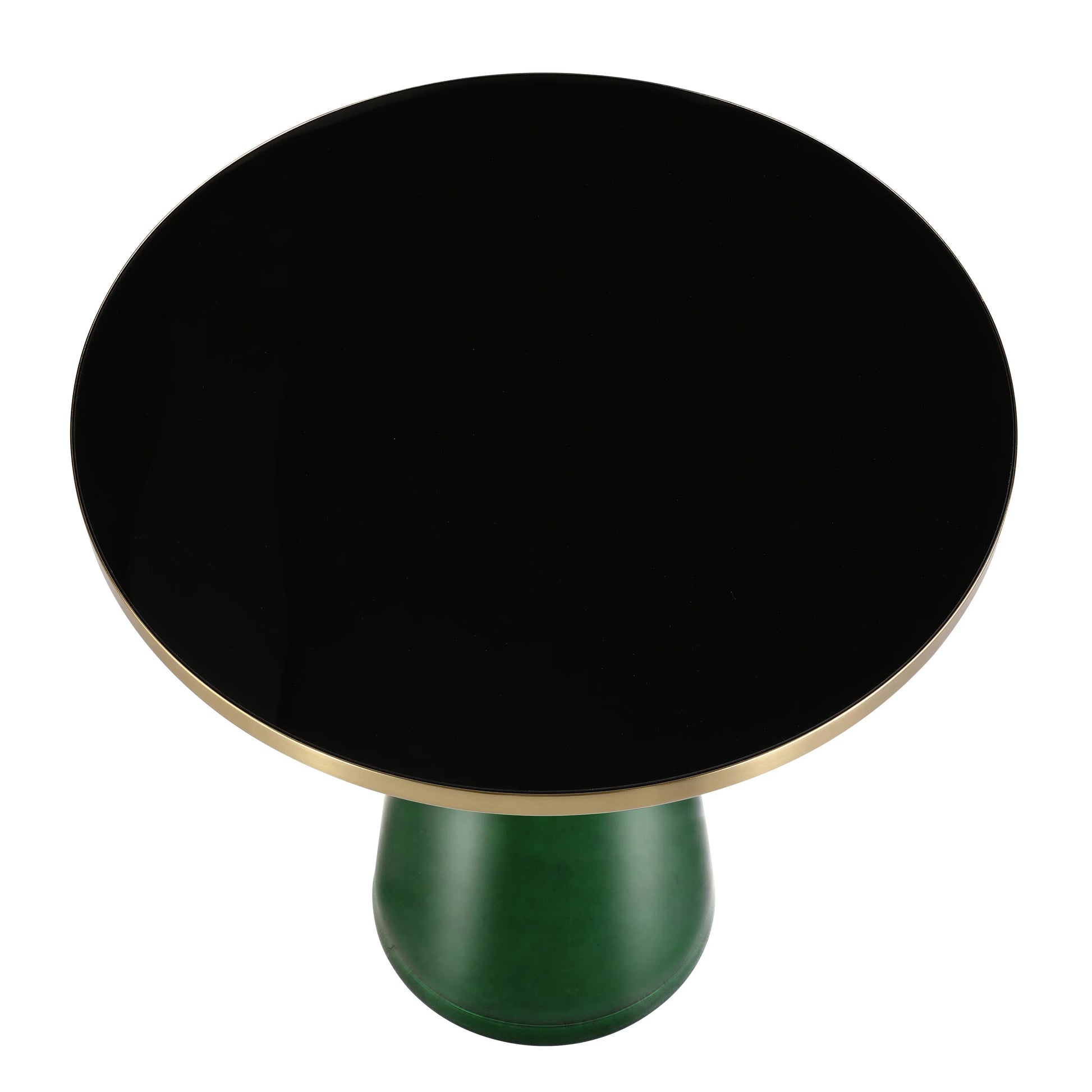 Tully 19-Inch Round Glass/Stone Side Table with Iron Rim Frame and Glass Base - Elax Furniture