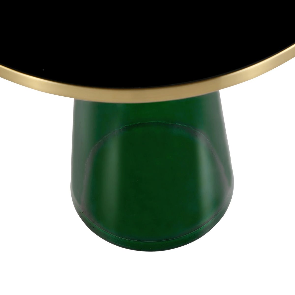 Tully 19-Inch Round Glass/Stone Side Table with Iron Rim Frame and Glass Base - Elax Furniture