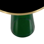 Tully 19-Inch Round Glass/Stone Side Table with Iron Rim Frame and Glass Base - Elax Furniture